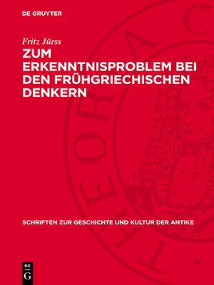 cover image of Zum Erkenntnisproblem bei den frühgriechischen Denkern